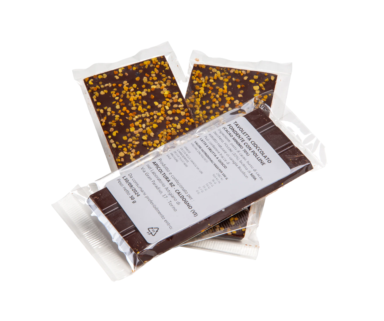 Cioccolata fondente 70% e Polline - Tavoletta 50gr